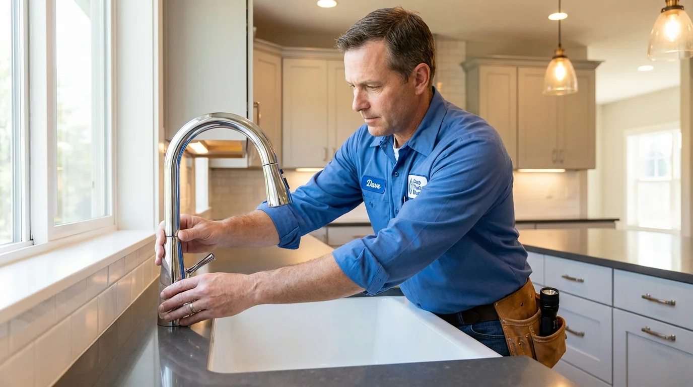 Kitchen faucet installation by Johns Plumbing LLC in Kasson