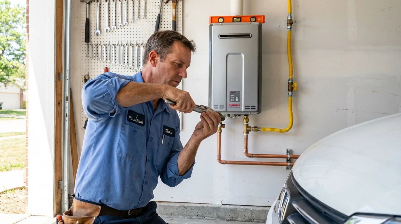 Tankless water heater installation by a Johns Plumbing LLC plumber in Kasson
